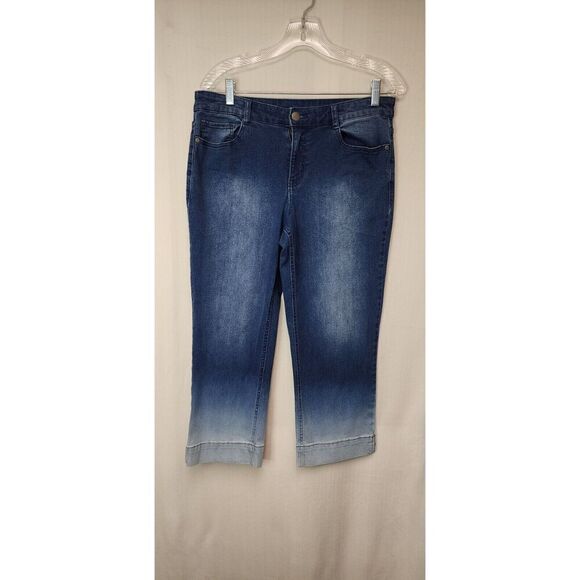 Christopher & Banks Size 8 Ombre Capri Jeans Stretch Modern Denim Soft - Picture 2 of 5